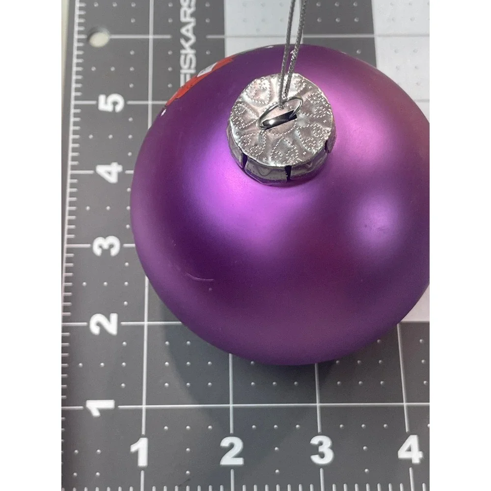 Campbells Soup Kids 2014 Christmas Ball Ornament Purple Satin Glass Glitter 3in